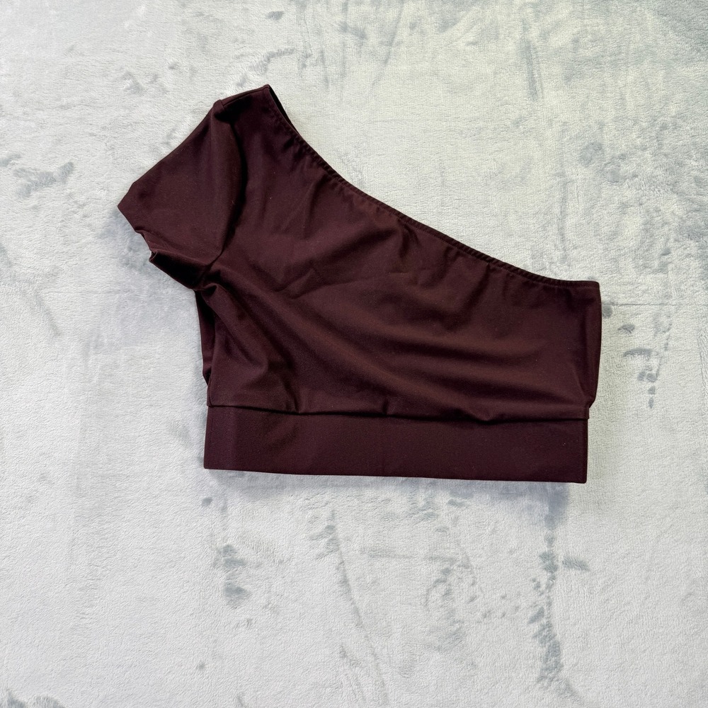 Victoria Secret Right Shoulder Short Sleeve Crop Top Wine XS